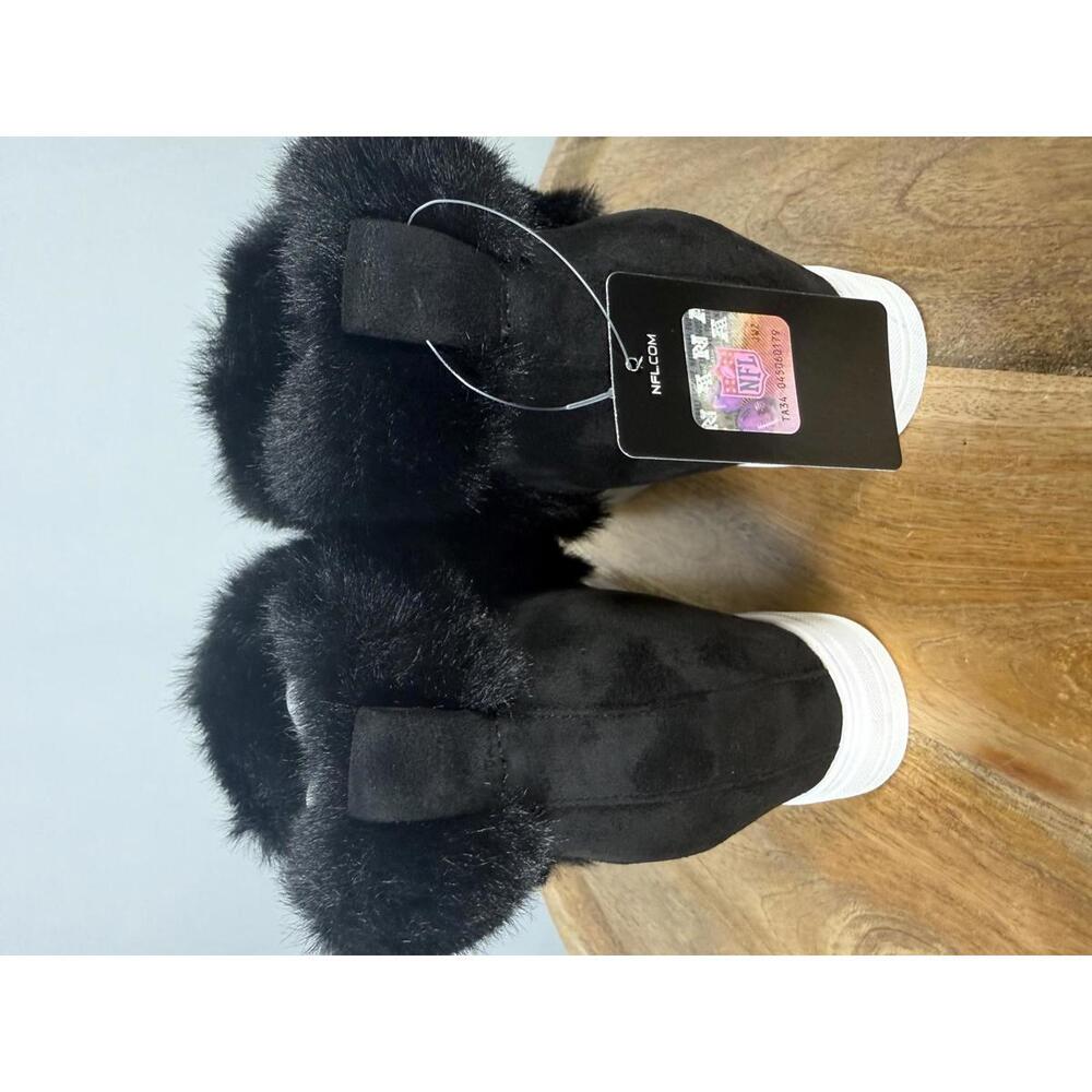 New England Patriots Faux Fur Wedge Sneaker Boot Black US 8 / EU 39 NWB - Picture 3 of 9